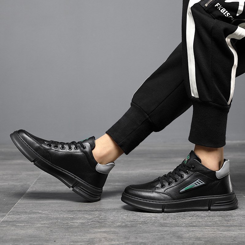 Leather sneakers men's casual shoes tide 2021 autumn and winter new single shoes shoes men