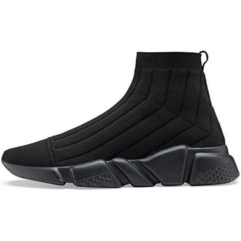 Voiv Womens Walking Shoes Mens Slip-on Sneakers Breathable Lightweight Athletic Running Shoes High Top All Black 2
