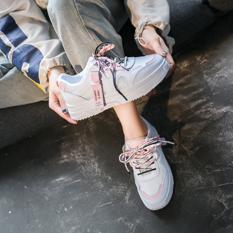 Little white shoes female 2021 spring new breathable student board shoes female flat-bottom lace-up casual shoes