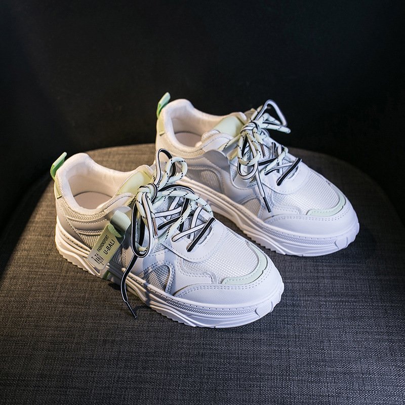 Little white shoes female 2021 spring new breathable student board shoes female flat-bottom lace-up casual shoes
