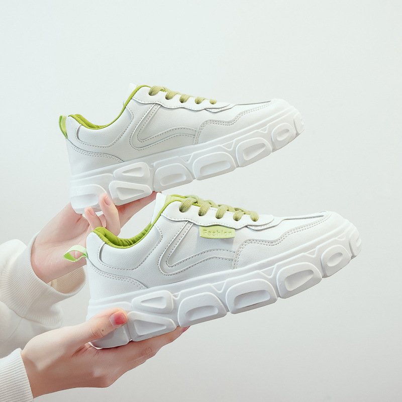 Little white shoes female 2021 spring new student running board shoes female increased sports casual shoes laces Little white shoes female 2021 spring new student running board shoes female increased sports casual shoes laces